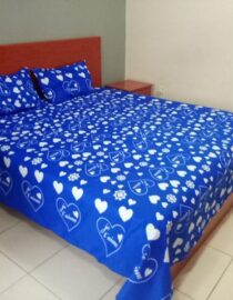 3 Pieces Flat Bedsheet Set - Printed (Blue, Red, Cream Color)