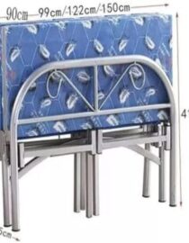 Heavy Duty Metal Steel Folding Bed Silver & Blue
