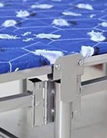 Heavy Duty Metal Steel Folding Bed Silver & Blue