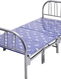Heavy Duty Metal Steel Folding Bed Silver & Blue